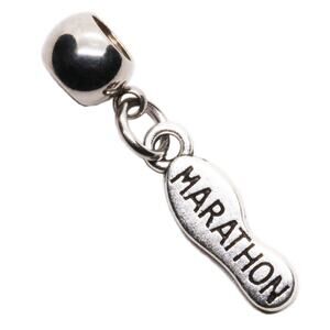 Marathon Stainless Steel Charm Bead for Running Gear, Motivational Running